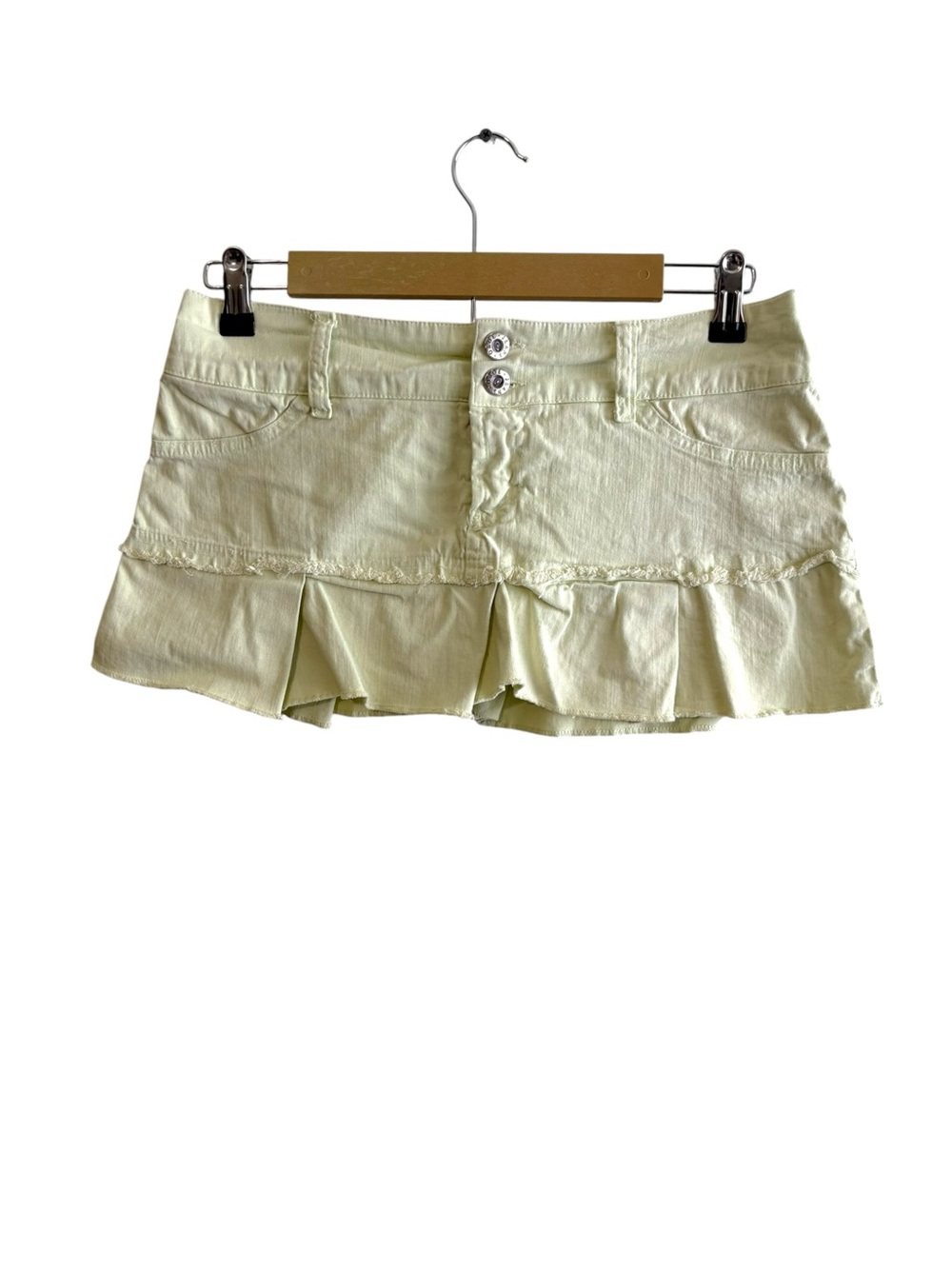 Vintage Y2K Pastel Yellow Micro Mini Skirt Pleated Punk Grunge Fairy Whimsy